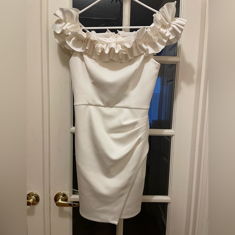 White Mini Ruffle Dress - Picture 3 of 6